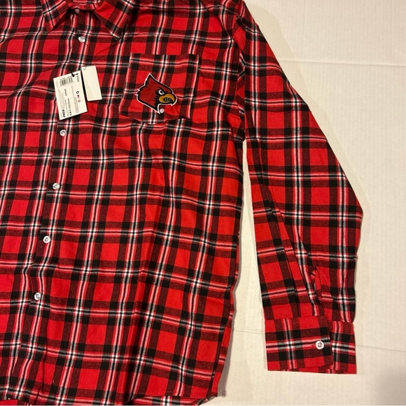 FOCO Mens Size XL Louisville Cardinals Flannel Plaid Long Sleeve Button Up Shirt - Picture 5 of 10